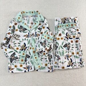Anthropologie LyreBird Real Fun Cloud Flannel Pajama Set Sz S Leopard Floral